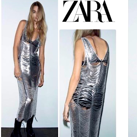 ZARA SEQUIN SILVER DRESS bloggers favorite - Picture 3 of 13